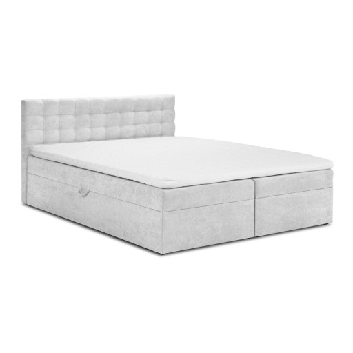 Pat boxspring 160x200 cm gri deschis cu spațiu de depozitare Jade – Mazzini Beds