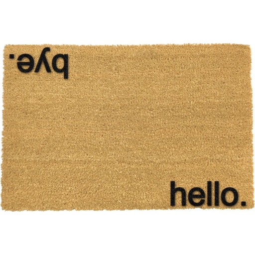 Covoraș intrare din fibre de cocos Artsy Doormats Hello, Bye, 40 x 60 cm, negru