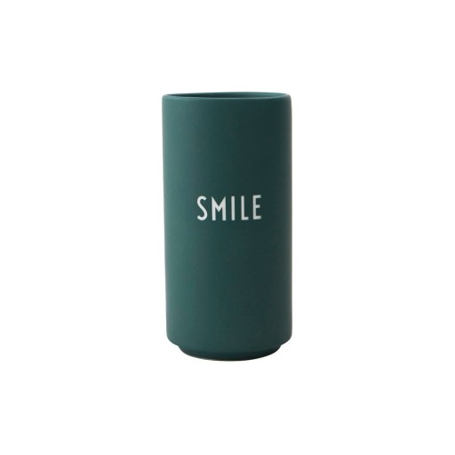 Vază din porțelan Design Letters Smile, înălțime 11 cm, verde închis