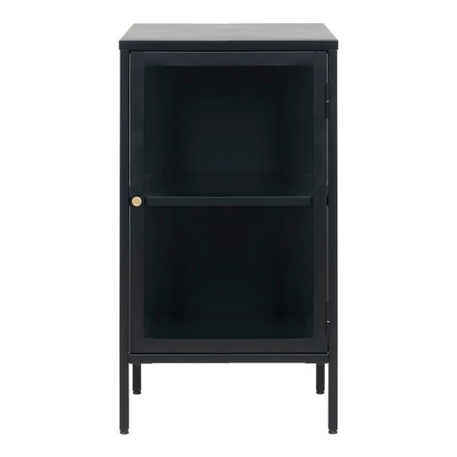 Comodă cu uși de sticlă Unique Furniture Carmel, lungime 45,3 cm, negru