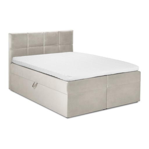 Pat boxspring 160x200 cm bej cu spațiu de depozitare Mimicry – Mazzini Beds