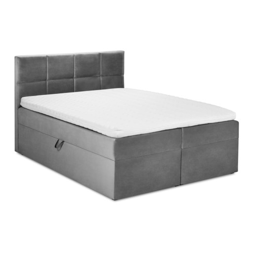 Pat boxspring 200x200 cm gri cu spațiu de depozitare Mimicry – Mazzini Beds