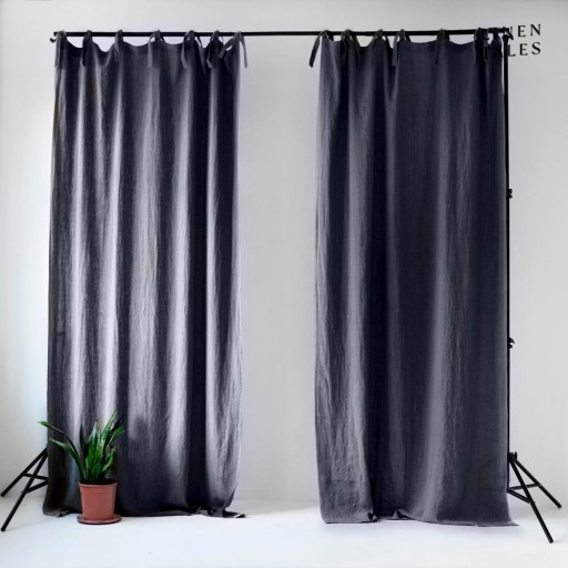 Draperie gri închis 140x170 cm Night Time – Linen Tales