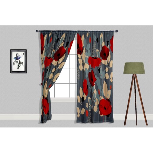 Draperii roșii/gri 2 buc. 140x240 cm Poppy – Oyo home