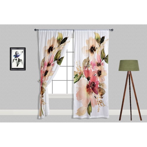 Draperii albe/roz 2 buc. 140x240 cm Pastel Flowers – Oyo home