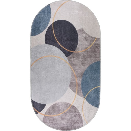 Covor albastru-gri lavabil 60x100 cm Oval – Vitaus