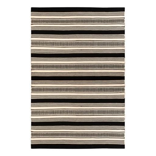 Covor reversibil pentru exterior din plastic reciclat Green Decore Zambezi, 80 x 180 cm, alb-negru