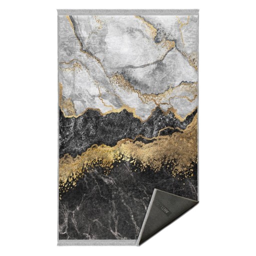 Covor negru-alb lavabil de tip traversă 80x200 cm – Mila Home