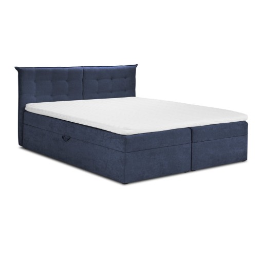 Pat boxspring 160x200 cm albastru închis cu spațiu de depozitare Echaveria – Mazzini Beds