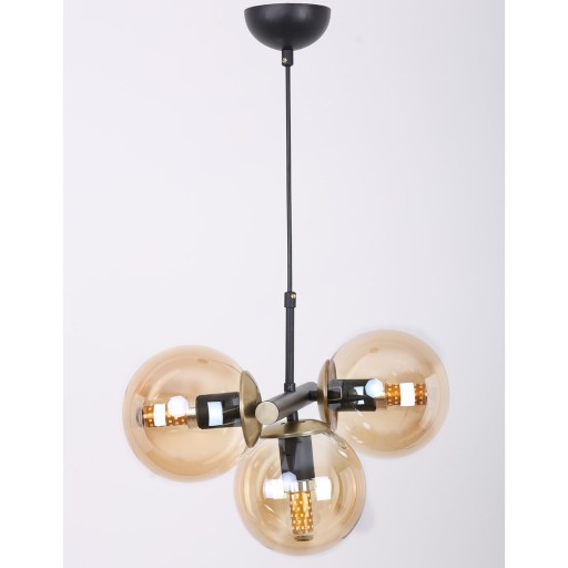 Lustră galben-negru cu abajur din sticlă ø 15 cm Cascade – Squid Lighting