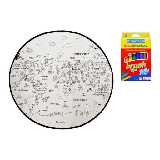 Set covor și markere pentru textile Butter Kings Colouring World, ø 130 cm