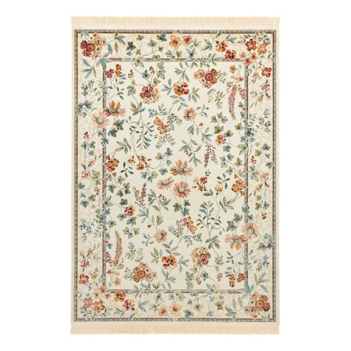 Covor crem din vîscoză 95x140 cm Oriental Flowers – Nouristan