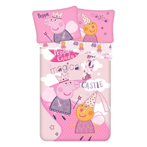 Lenjerie de pat din bumbac pentru copii Jerry Fabrics Peppa Pig, 140 x 200 cm, roz