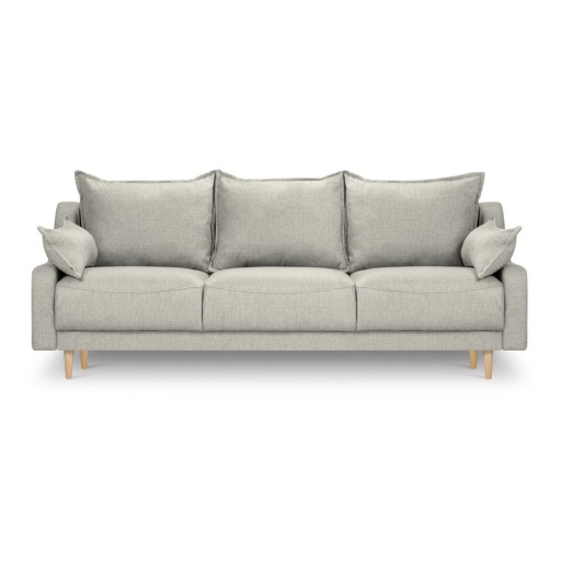 Canapea extensibilă cu spațiu de depozitare Mazzini Sofas Freesia, gri deschis