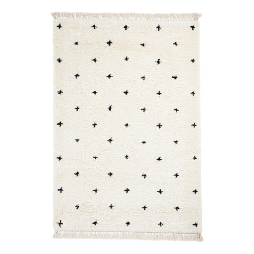 Covor Think Rugs Boho Dots, 160 x 220 cm, alb-negru