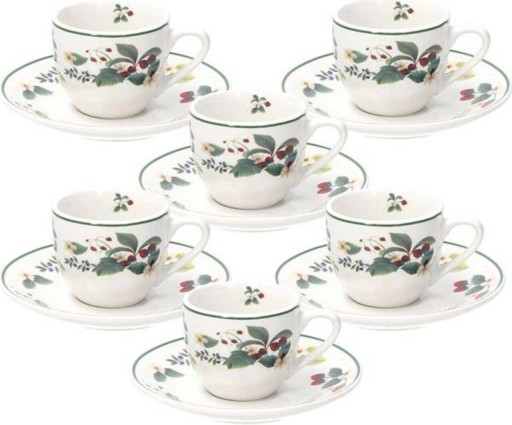 Set 6 cesti de cafea cu farfurie Atollo Sweet Berry, Andrea Fontebasso, 80 ml, portelan, multicolor