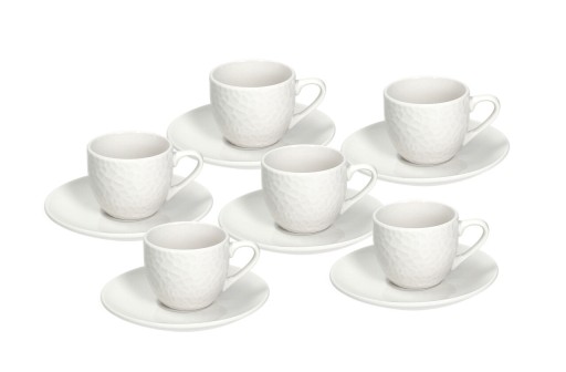 Set 6 cesti de cafea cu farfurie Golf, Tognana Porcellane, 90 ml, portelan, alb