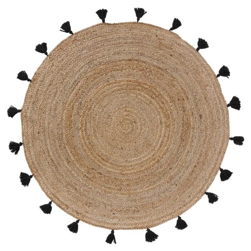 Covor negru-natural rotund ø 120 cm Shira – douceur d'intérieur