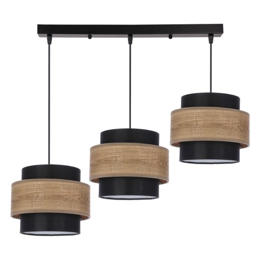 Lustră neagră-în culoare naturală cu abajur textil ø 20 cm Twin – Candellux Lighting